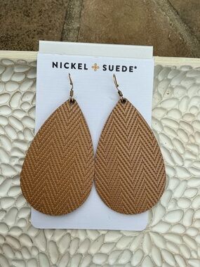 Nickel & Suede Medium Teardrop Earrings